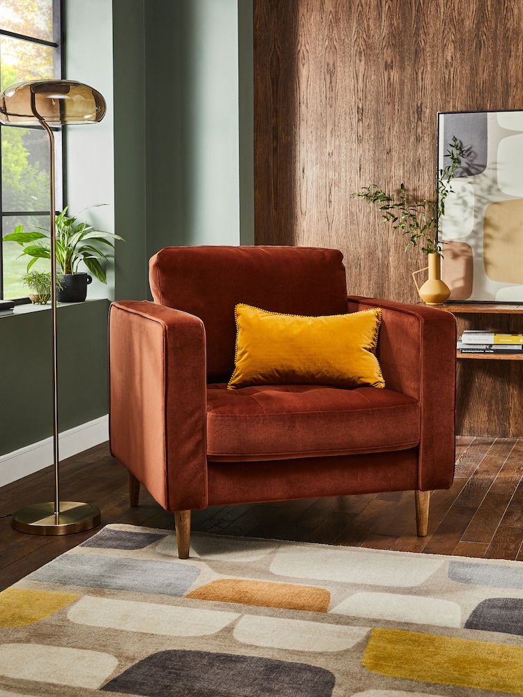 Soft Rust Brown Houghton Slim Arm Chair - Image 1 of 9