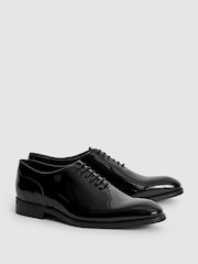 Reiss Black Bay Patent Leather Whole Cut Shoes - Image 5 of 6