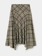 Mango Brown Tartan Dropped Waist Witch Hem Skirt - Image 5 of 7
