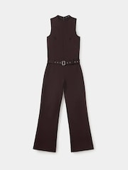 Mango Brown Sleeveless Jumpsuit With Belt Detail - Image 5 of 7