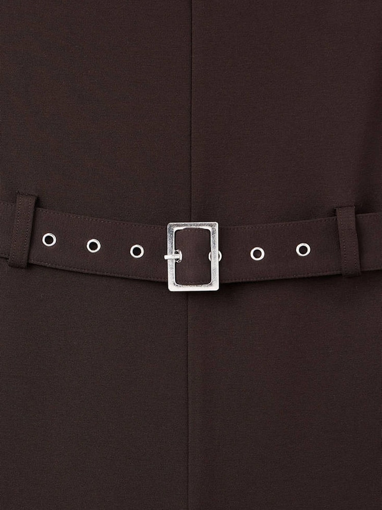 Mango Brown Sleeveless Jumpsuit With Belt Detail - Image 7 of 7