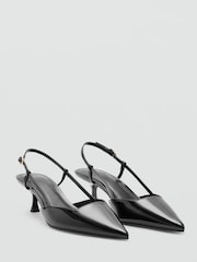 Mango Black Sling Back Kitten Heels - Image 1 of 4