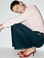 Mango Pink Floral Embriodered High Neck Blouse - Image 3 of 7