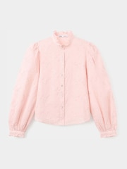 Mango Pink Floral Embriodered High Neck Blouse - Image 5 of 7