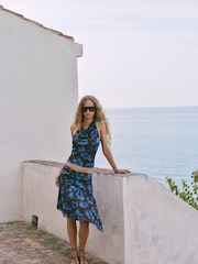 Mango Brown Asymmetric Floral Midi Skirt - Image 1 of 6