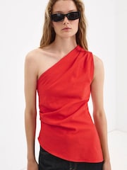 Mango Red One Shoulder Asymmetric Top - Image 1 of 7