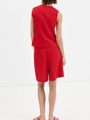 Mango Red Round Neck Denim Waistcoat - Image 3 of 7