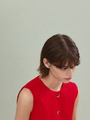 Mango Red Round Neck Denim Waistcoat - Image 4 of 7