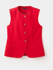 Mango Red Round Neck Denim Waistcoat - Image 5 of 7