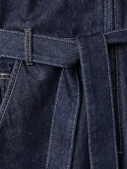 Mango Blue Denim Zip Detail Straight Leg Jumpsuit - Image 7 of 7