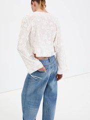 Mango White Cotton Floral Embroidered Blouse - Image 2 of 7