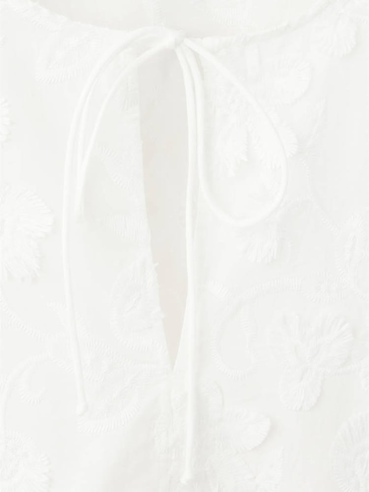 Mango White Cotton Floral Embroidered Blouse - Image 7 of 7