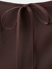 Mango Brown Tie Waist Double Layered Midi Skirt - Image 5 of 6
