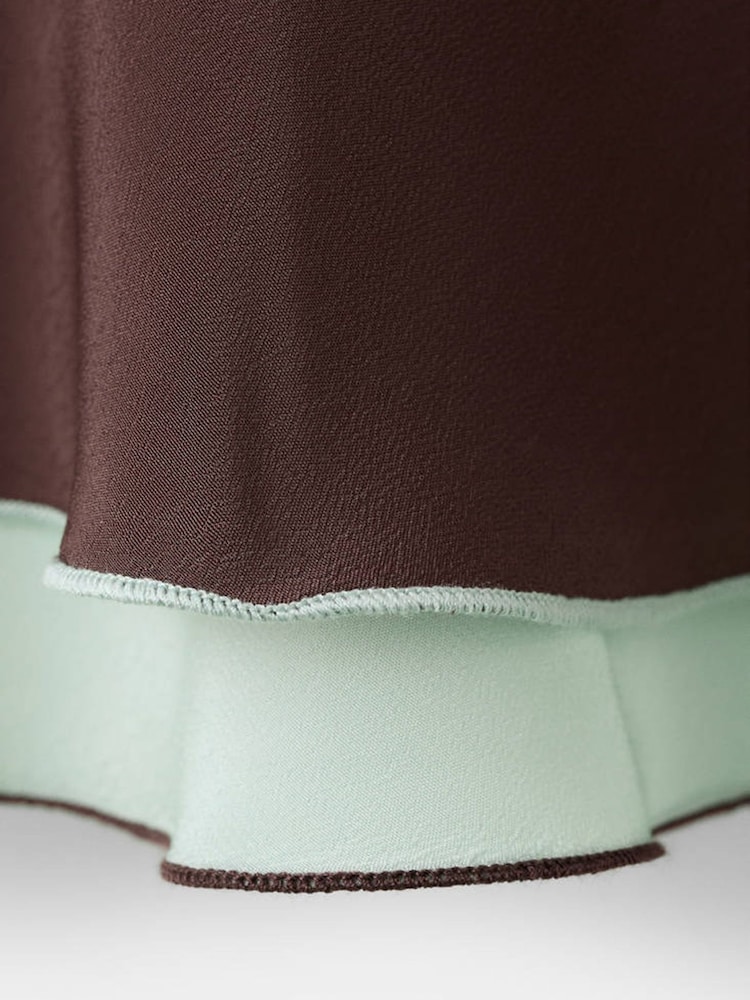 Mango Brown Tie Waist Double Layered Midi Skirt - Image 6 of 6