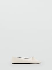 Mango Cream Bow Detail Ballets Flats - Image 3 of 4