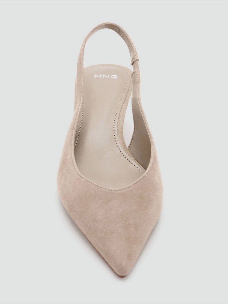 Mango Brown Suede Sling Back Kitten Heels - Image 4 of 4