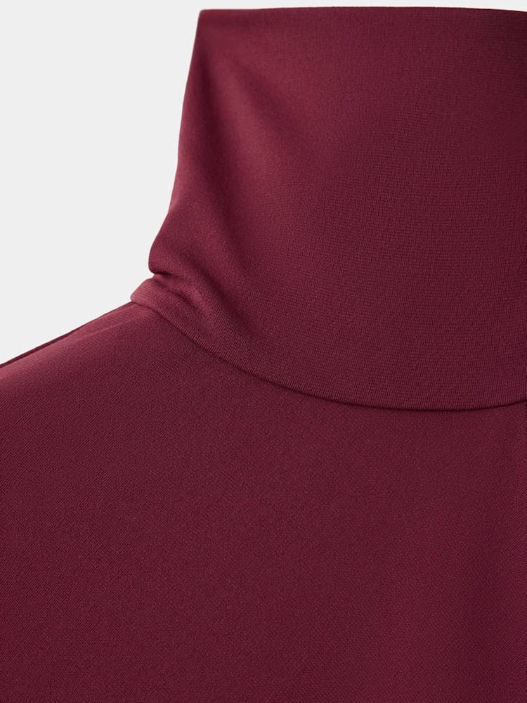 Mango Red One Shoulder Ruched Midi Dress - Image 7 of 7