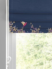 Sara Miller Navy 100% Cotton Hummingbird Border Made to Measure Roman Blind - Image 2 of 5