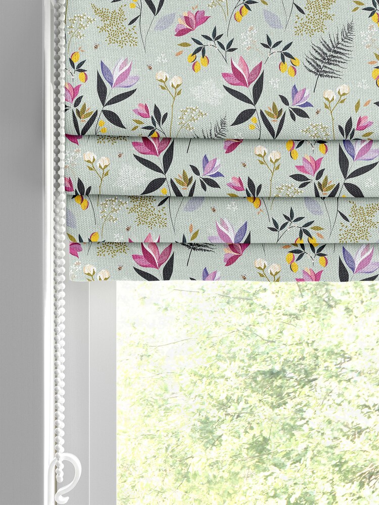 Sara Miller Duck Egg 100% Cotton Orchard Floral Made to Measure Roman Blind - Image 2 of 6