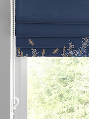 Sara Miller Navy 100% Cotton Wisteria Made to Measure Roman Blind - Image 2 of 5