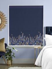 Sara Miller Navy 100% Cotton Wisteria Made to Measure Roman Blind - Image 4 of 5