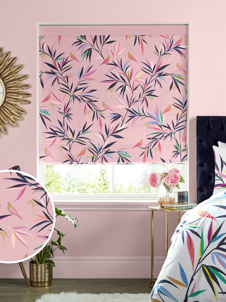 Sara Miller Soft Pink 100% Cotton Made to Measure Roman Blind - Image 1 of 6