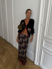 Negru - Never Fully Dressed Print Maeva Midi Skirt - Imaginea 1 din 3