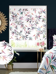 Sara Miller White 100% Cotton Bamboo Made to Measure Roman Blind - Image 1 of 6