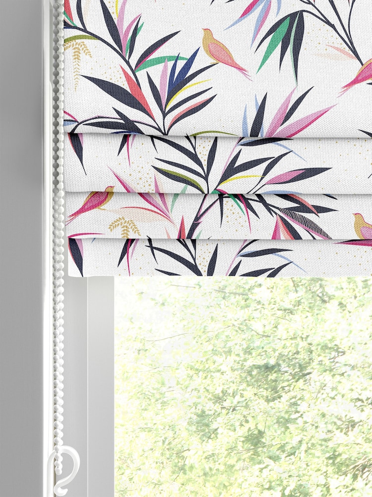 Sara Miller White 100% Cotton Bamboo Made to Measure Roman Blind - Image 2 of 6