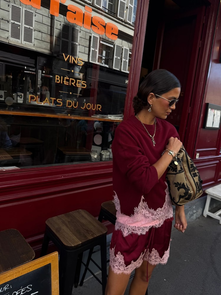 Never Fully Dressed Red Lace Knit Copenhagen Jumper - Image 2 of 4