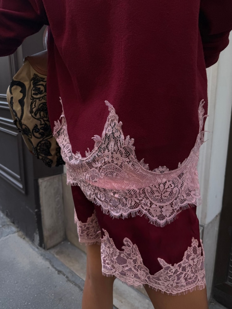 Never Fully Dressed Red Lace Knit Copenhagen Jumper - Image 4 of 4