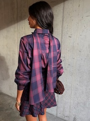 Never Fully Dressed Red Check Pussy Bow Shirt - Image 3 of 5