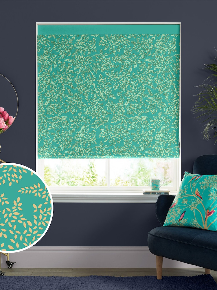 Sara Miller Green 100% Cotton Little Leaves Made to Measure Roman Blind - Image 1 of 6