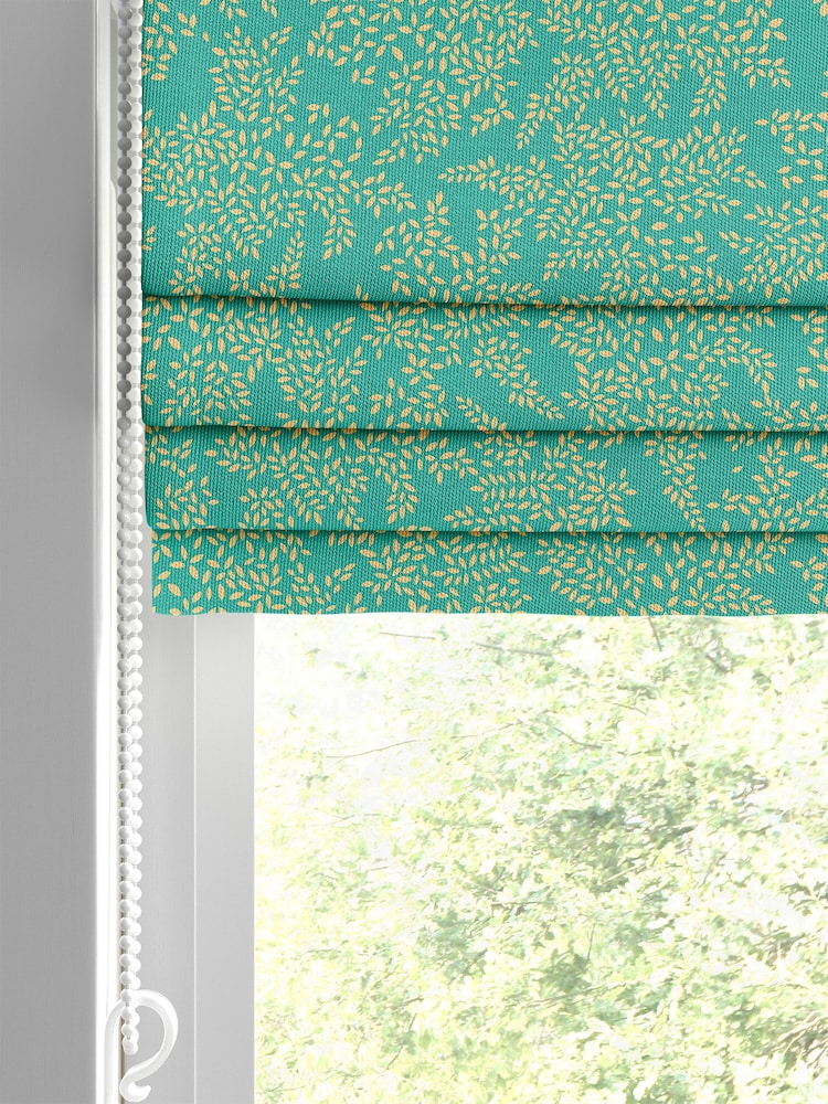 Sara Miller Green 100% Cotton Little Leaves Made to Measure Roman Blind - Image 2 of 6