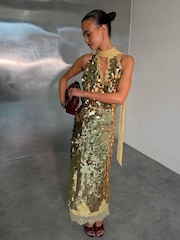 Never Fully Dressed Gold Sequin Mini Maeva Skirt - Image 1 of 4