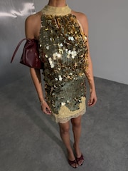 Never Fully Dressed Gold Sequin Mini Maeva Skirt - Image 3 of 4