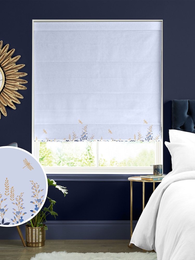 Sara Miller Pale Blue 100% Cotton Wisteria Made to Measure Roman Blind - Image 1 of 6