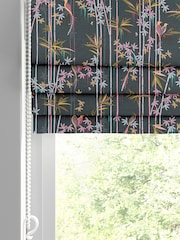 Sara Miller Dark Green 100% Cotton Linear Made to Measure Roman Blind - Image 2 of 5