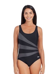 Zoggs Black Sandon Scoopback Swimsuits With Fixed Foam Cups And Tummy Control - Image 5 of 8
