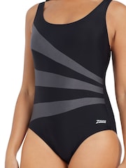 Zoggs Black Sandon Scoopback Swimsuits With Fixed Foam Cups And Tummy Control - Image 7 of 8