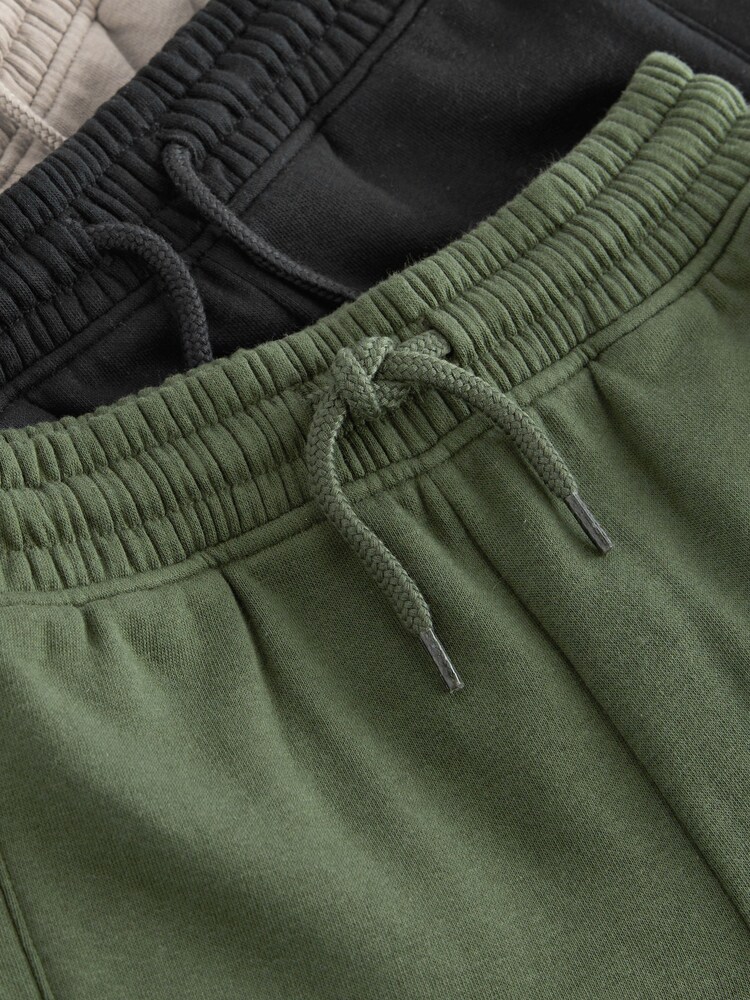 Khaki Green/Tan Brown/Black Slim Fit Joggers 3 Pack (3-16yrs) - Image 3 of 3