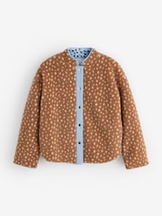 Never Fully Dressed Brown Deer Print Borg Jacket - Image 1 of 1