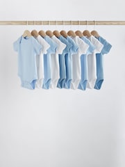 Blue 10 Pack Plain Baby Bodysuits - Image 1 of 6