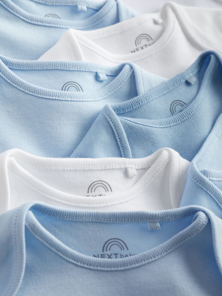 Blue 10 Pack Plain Baby Bodysuits - Image 6 of 6