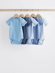 Blue Baby Short Sleeve Bodysuits 5 Pack - Image 1 of 6