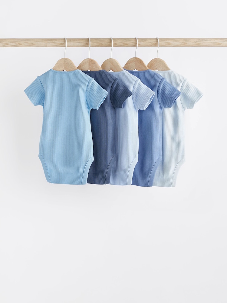 Blue Baby Short Sleeve Bodysuits 5 Pack - Image 2 of 6