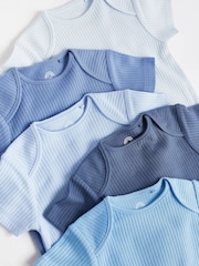 Blue Baby Short Sleeve Bodysuits 5 Pack - Image 4 of 6