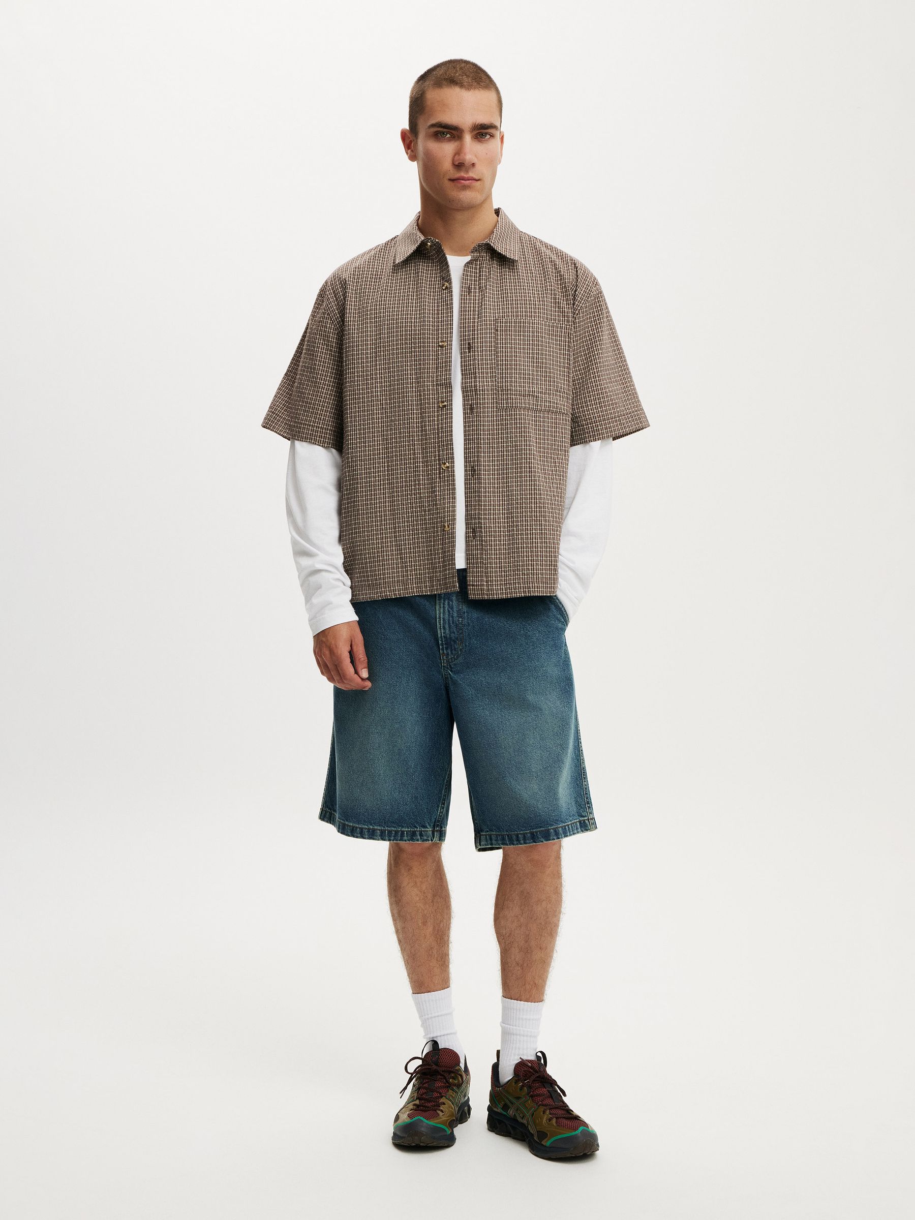 Buy Cotton On Choc Mini Check Darcy Short Sleeve Shirt from Next USA