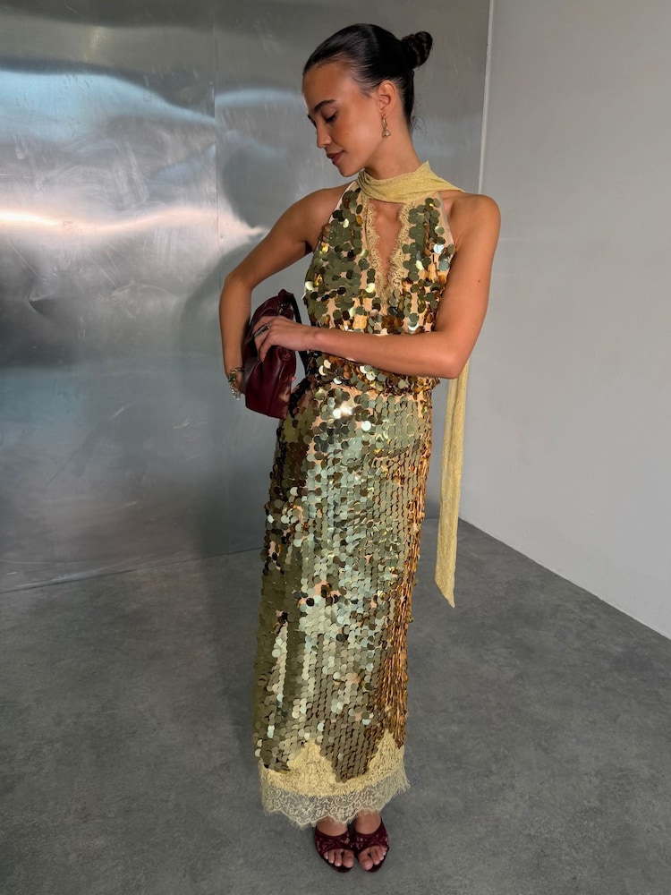 Never Fully Dressed Gold Sequin Lily Top - Image 1 of 4 Never Fully Dressed Gold Sequin Lily Top - Image 1 of 4