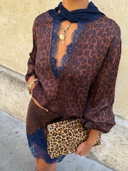 Never Fully Dressed Brown Dark Leopard Mini Maeva Skirt - Image 3 of 4